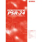 Yamaha PSR-74 Keyboard manual cover