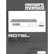 Rotel RR-700 Remote Control manual cover