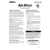 Davis Air-Dryr 1000 1458 Dehumidifier manual cover