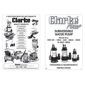 Clarke 7230200 HSE120 Submersible Water Pump manual cover