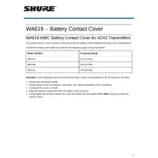 Shure WA619 Battery manual cover