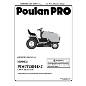 Poulan Pro PDGT26H48C Tractor manual cover