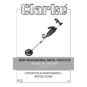 Clarke 4501210 MD1200 Semi Professional Metal Detector manual cover