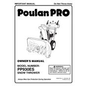 Poulan Pro PP930ES Snow Thrower manual cover