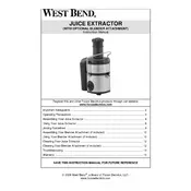 West Bend L711A 7000CF Juicer manual cover