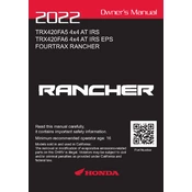 Honda TRX420FA5 4X4 AT IRS FourTrax Rancher 2022 ATV manual cover