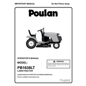 Poulan Pro PB1638LT Tractor manual cover