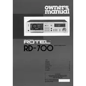 Rotel RD-700 Cassette Deck manual cover