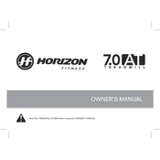 Horizon Fitness 7.0AT-03 Treadmill manual cover