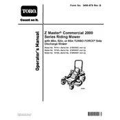 Toro Z Master Turbo Force 2000 Series 74141 Mower manual cover