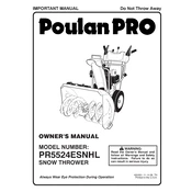 Poulan Pro PR5524ESNHL Tractor manual cover