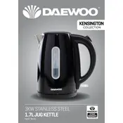 Daewoo Kensington 1.7L Kettle 3KW Stainless Steel SDA1584 Kettle manual cover