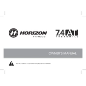 Horizon Fitness 7.4 AT-02 Treadmill manual cover