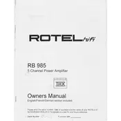 Rotel RB-985 Amplifier manual cover