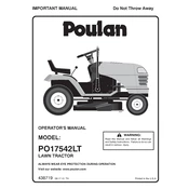 Poulan Pro PO17542LT Tractor manual cover