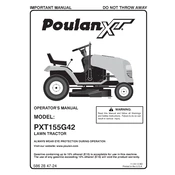 Poulan Pro PXT155G42 Tractor manual cover