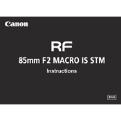 Canon RF 85mm F2 MACRO IS STM manual cover