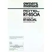 Rotel RT-850A Tuner manual cover