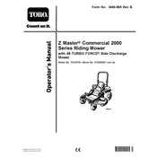 Toro Z Master Turbo Force 2000 Series 74142TE Mower manual cover