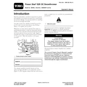 Toro Power Max 826OE 38629C Snow Thrower manual cover