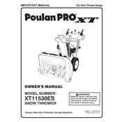 Poulan Pro XT11530ES Snow Thrower manual cover