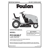 Poulan Pro PO10538LT Tractor manual cover