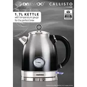 Daewoo Callisto 1.7L Kettle 3KW Stainless Steel SDA1837 Kettle manual cover