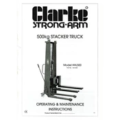 Clarke 7631600 HHL500 500kg Stacker Truck Maintenace manual cover