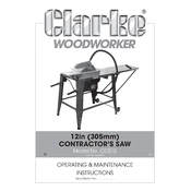 Clarke 6460000 CCS12 12 Inch 305mm Contractor's Saw manual cover