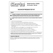 Clarke 1801694 CHT694 Radiator Pressure Test Kit manual cover