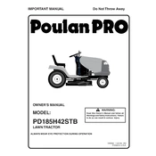 Poulan Pro PD185H42STB Tractor manual cover