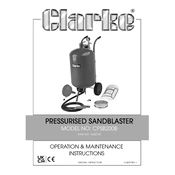 Clarke 764134 CPSB200B Pressurised Sandblaster manual cover