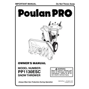 Poulan Pro PP1130ESC Snow Thrower manual cover