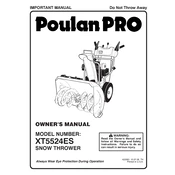 Poulan Pro XT5524ES Snow Thrower manual cover