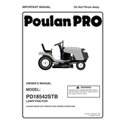 Poulan Pro PD18542STB Tractor manual cover