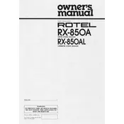 Rotel RX-850A Receiver manual cover