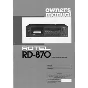 Rotel RD-870 Cassette Deck manual cover