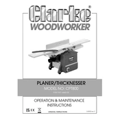 Clarke 6462135 CPT800 Planer Thicknesser manual cover