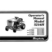 Simplicity 5216H Tractor manual cover