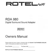 Rotel RDA-980 Aadpter manual cover