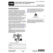 Toro Power Max 724OE 38812 Snow Thrower manual cover