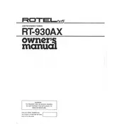 Rotel RT-930AX Tuner manual cover