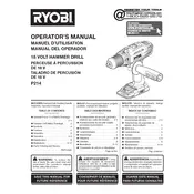 Ryobi P214 Drill manual cover