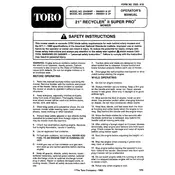 Toro Recycler II Super Pro 21-inch 20438WF Mower manual cover