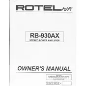 Rotel RB-930AX Amplifier manual cover