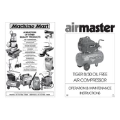 Clarke 1499012 Airmaster Tiger 8 30 Oil Free Air Compressor manual cover