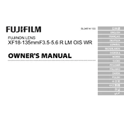 Fujifilm X-Mount Zoom XF18-135mmF3.5-5.6 R LM OIS WR Lens manual cover