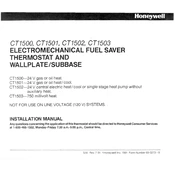 Honeywell CT1501 Subbase manual cover