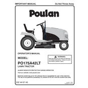 Poulan Pro PO175A42LT Tractor manual cover