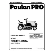 Poulan Pro PRK17G42STA Tractor manual cover